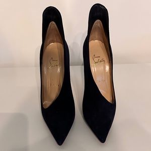 Christian Louboutin Vampydoly 120 Suede/Kid Stilettos in Navy Blue